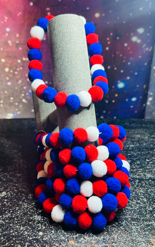 Patriotic Pom Pom collars