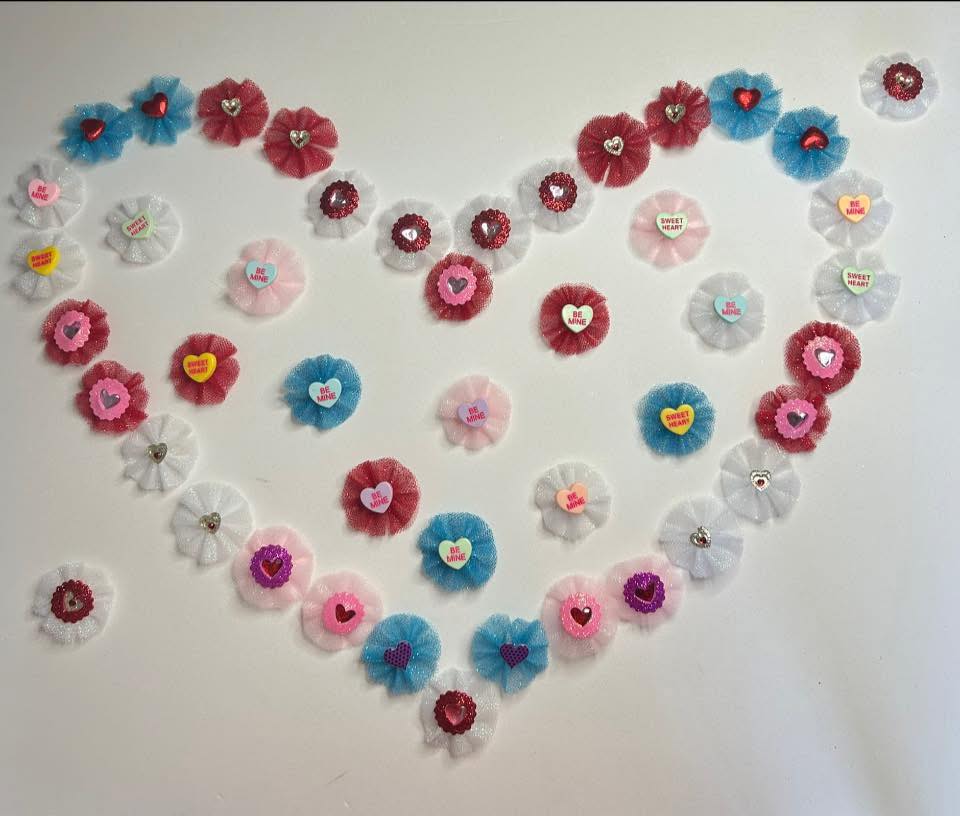 Valentine Day Tiny Tulle Top Knots