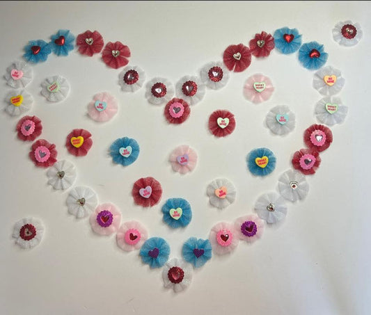 Valentine Day Tiny Tulle Top Knots